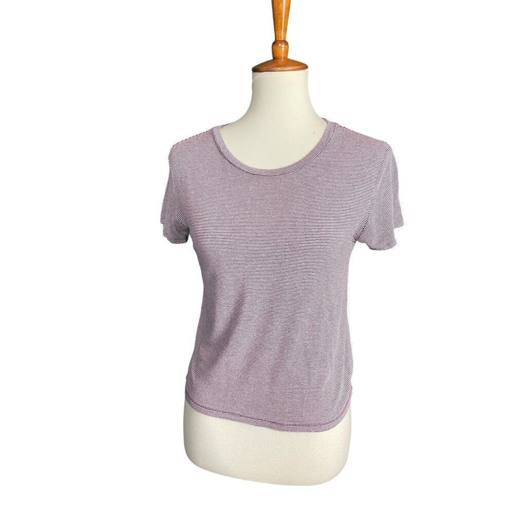 Prince & Fox Marine Striped Crop Top Women Size S/P Burgundy Baby Tee Y2k Style